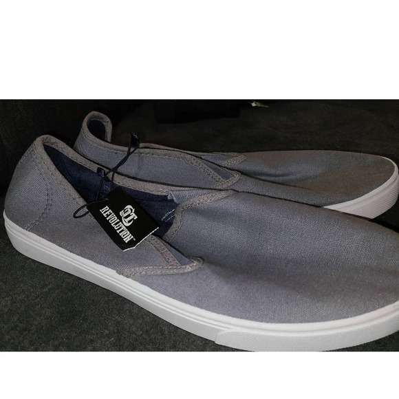 OT Revolution Men's Gray/White Canvas Upper Slip-On Loafers Shoes Size 12 (DD) - Picture 2 of 5